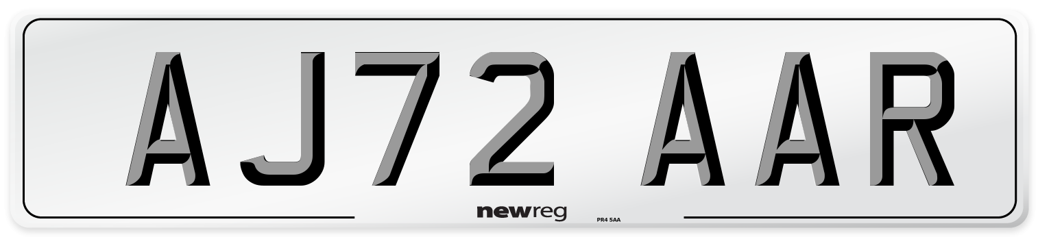 AJ72 AAR Number Plate from New Reg